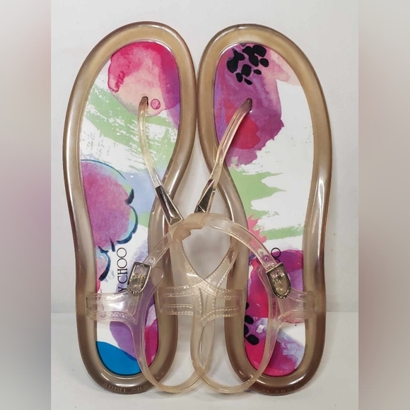 Jimmy Choo Made in Italy Jelly Sandals Clear Multicoloured Print Size 40 - Picture 3 of 11